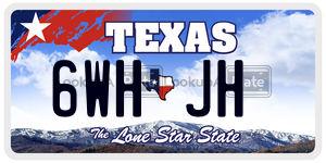 6WHJH  license plate in TX