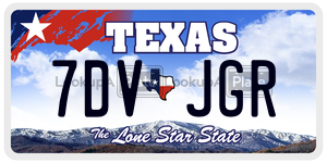 7DVJGR license plate in Texas