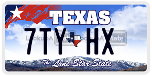 7TYHX license plate in Texas