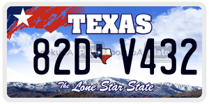 82DV432 license plate in Texas