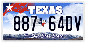 88764DV license plate in Texas