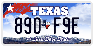 890F9E license plate in Texas