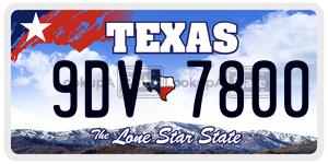 9DV7800 license plate in Texas
