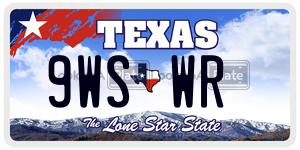 9WSWR license plate in Texas