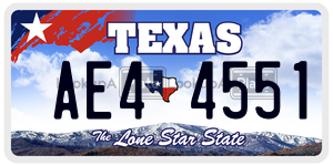 AE44551 license plate in Texas
