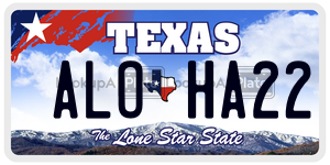 ALOHA22 license plate in Texas