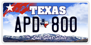 APD800  license plate in TX