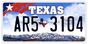 AR53104 license plate in Texas