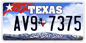 AV97375 license plate in Texas