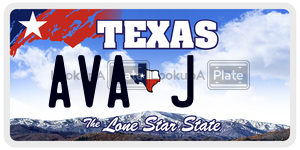 AVAJ  license plate in TX