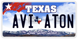 AVIATON license plate in Texas