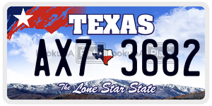 AX73682 license plate in Texas