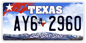 AY62960 license plate in Texas