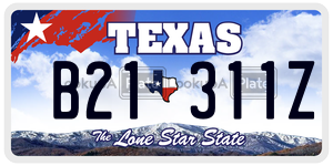 B21311Z  license plate in TX