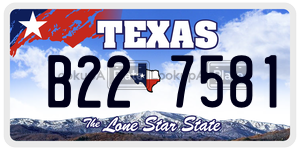 B227581 license plate in Texas