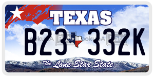 B23332K license plate in Texas