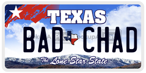 BADCHAD license plate in Texas