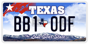 BB10DF license plate in Texas