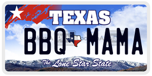 BBQMAMA  license plate in TX