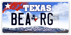 BEARG  license plate in TX