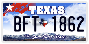 BFT1862 license plate in Texas