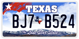 BJ7B524 license plate in Texas