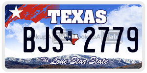 BJS2779 license plate in Texas