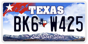 BK6W425 license plate in Texas