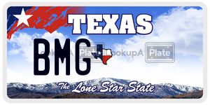 BMG license plate in Texas