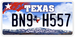 BN9H557 license plate in Texas