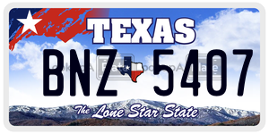 BNZ5407  license plate in TX