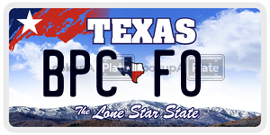BPCFO license plate in Texas