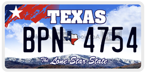 BPN4754 license plate in Texas