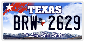 BRW2629 license plate in Texas