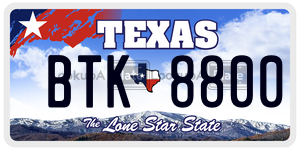 BTK8800 license plate in Texas