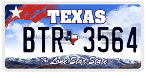 BTR3564 license plate in Texas