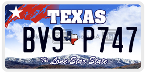 BV9P747 license plate in Texas