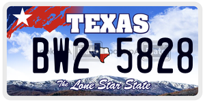 BW25828 license plate in Texas
