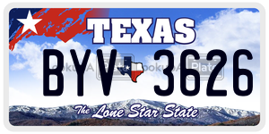 BYV3626 license plate in Texas