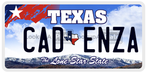 CADENZA license plate in Texas