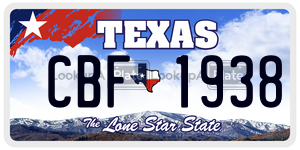 CBF1938  license plate in TX
