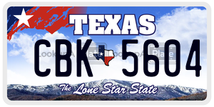 CBK5604 license plate in Texas