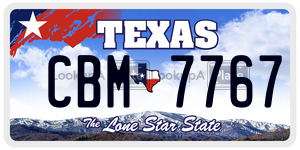 CBM7767  license plate in TX
