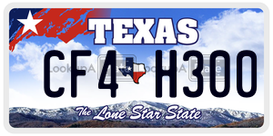 CF4H300 license plate in Texas
