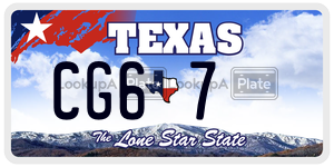 CG67 license plate in Texas