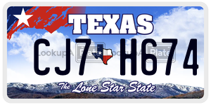 CJ7H674 license plate in Texas