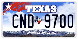 CND9700 license plate in Texas