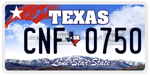 CNF0750  license plate in TX