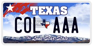 COLAAA license plate in Texas