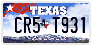 CR5T931 license plate in Texas